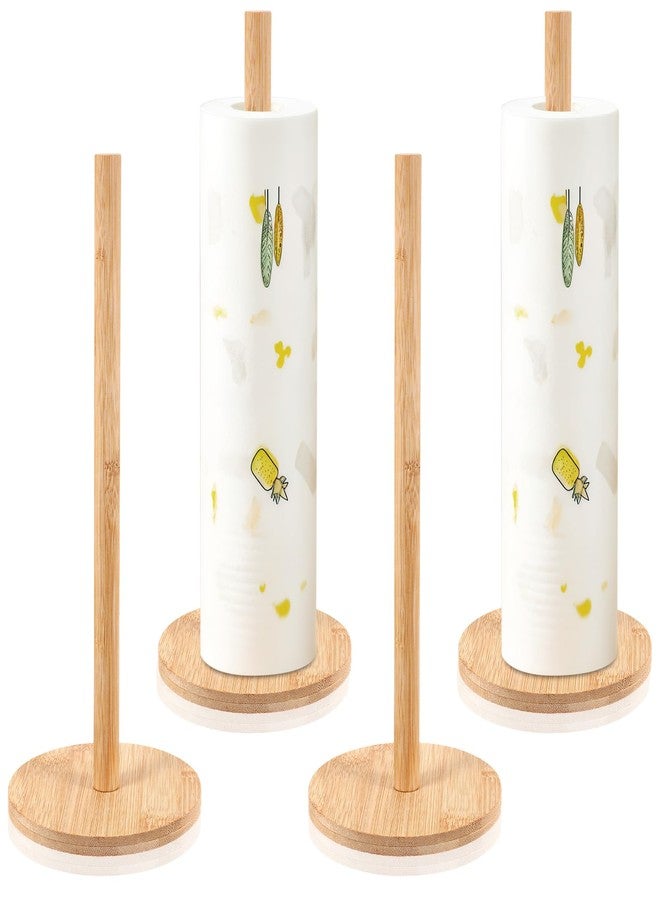 SHENLIU 4Pcs Wood Paper Towel Holder Stand, Kitchen Paper Hanger Rack Bathroom Towel Roll Stand Organizer Non-Slip Countertop Standing Papers Roll Holder for Kitchen Bathroom Countertop - Image 1